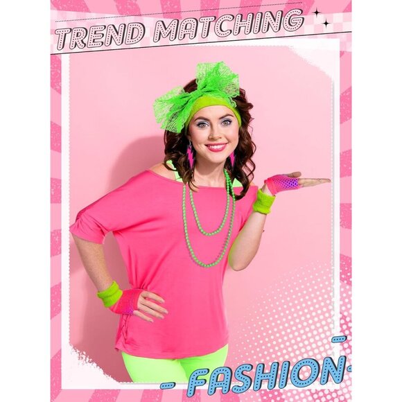 80s Costume Women Accessories Set Mesh Neon Party Outfit Soft Comfort main image 6